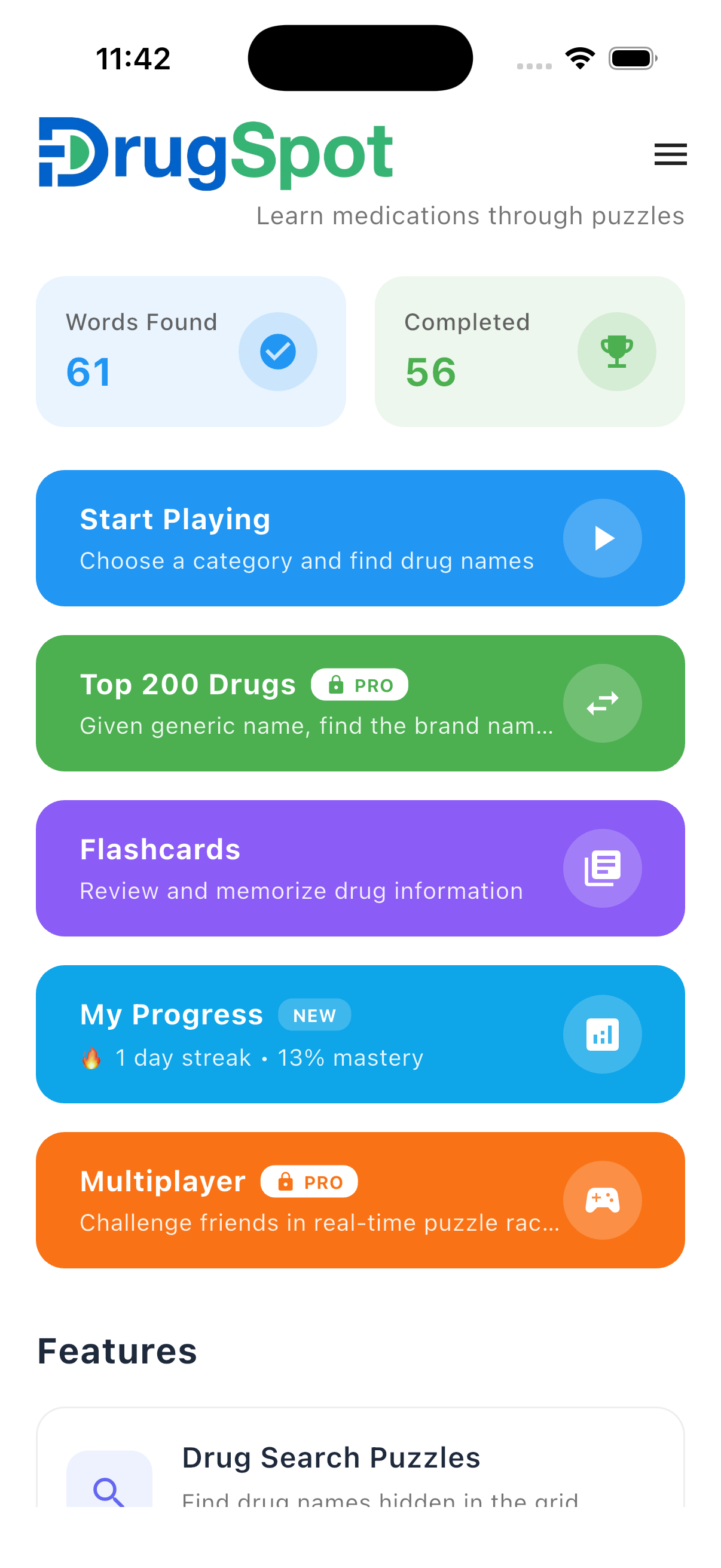 DrugSpot Home Screen