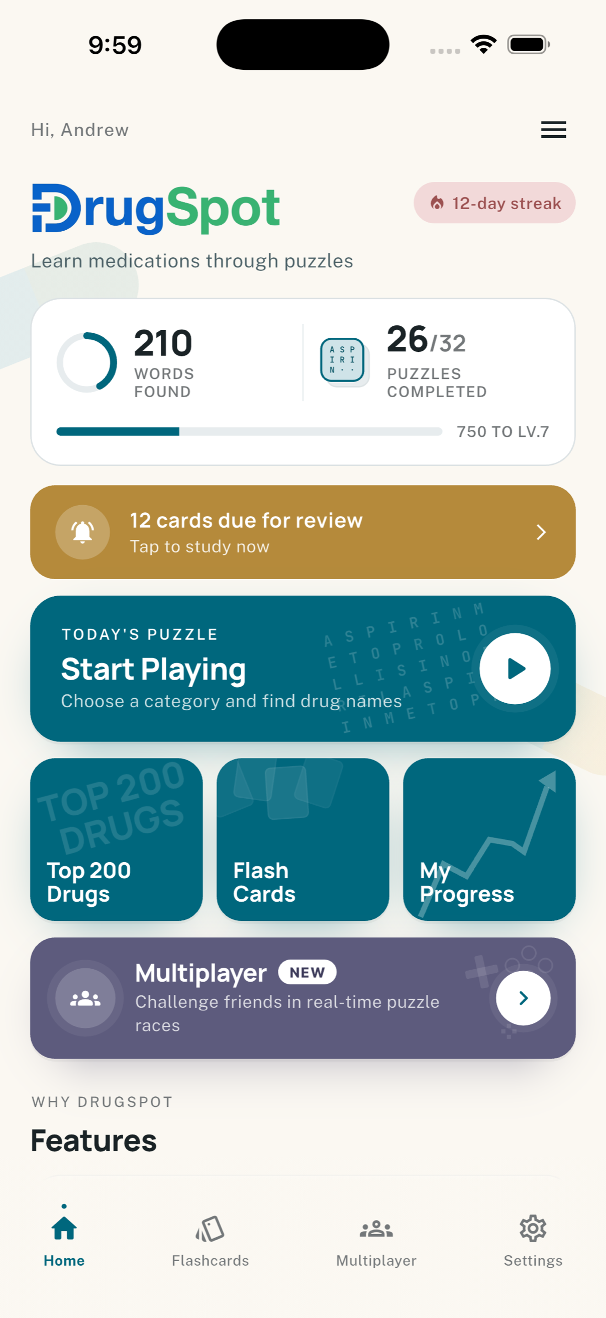 DrugSpot Home Screen